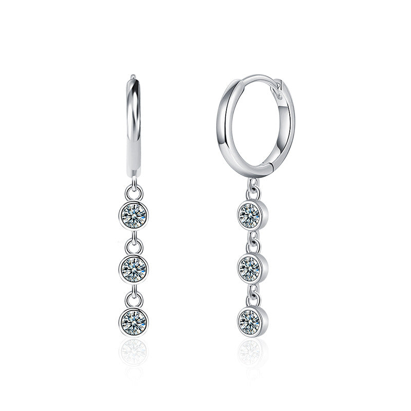 Moissanite Tassel Earrings, High-End 925 Sterling Silver, Minimalist Korean Style, Fresh and Elegant Earrings