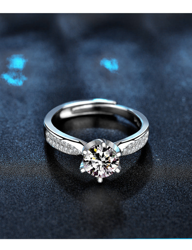 925 Silver Moissanite Ring Set Korean Fashion Couple Rings Gemstone Jewelry