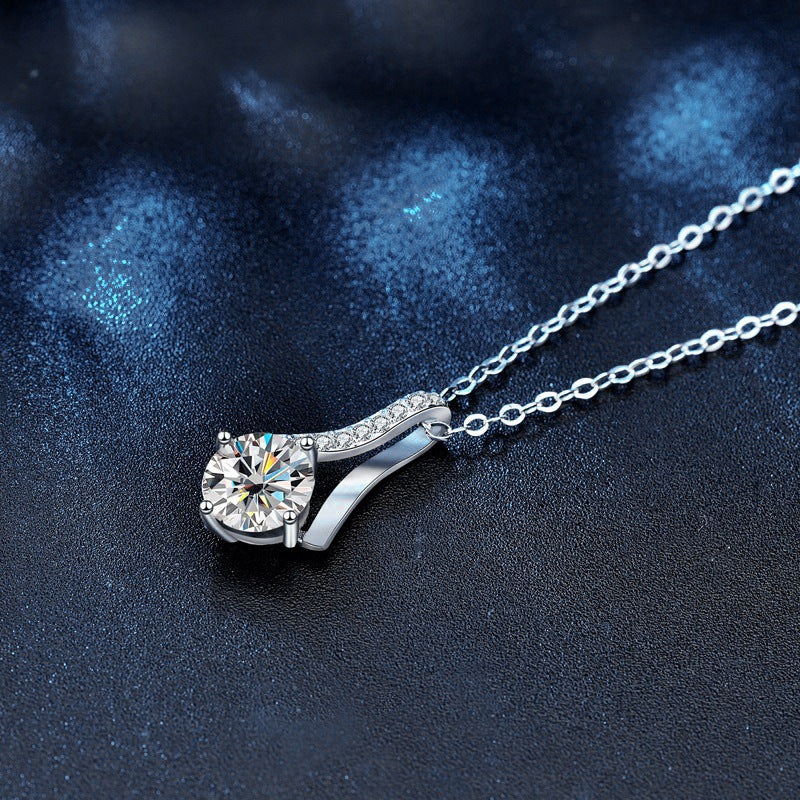925 Sterling Silver Y-Shape Necklace Wholesale for Women 1 Carat Diamond Collar Accessory Moissanite Pendant Jewelry Gift