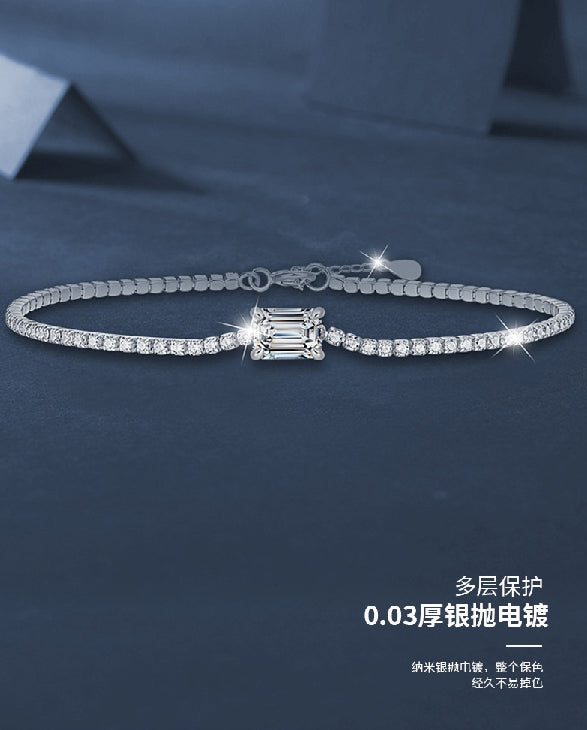 S925 Sterling Silver Moissanite Aurora Bracelet Women's Niche High-End Minimalist Cross-Border Hot-Selling Jewelry Manufacturer Wholesale