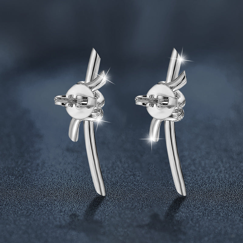 Moissanite T-style Earrings 925 Sterling Silver Simple New Creative Twisted Rope Earrings Hot Selling Accessories