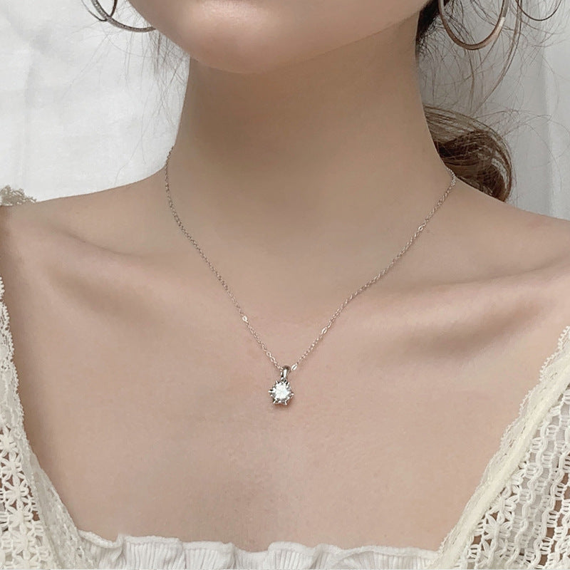 925 Silver Six-pointed Star Snowflake Necklace, Women's European and American Moissanite Collar Pendant Accessories, Fashion Jewelry