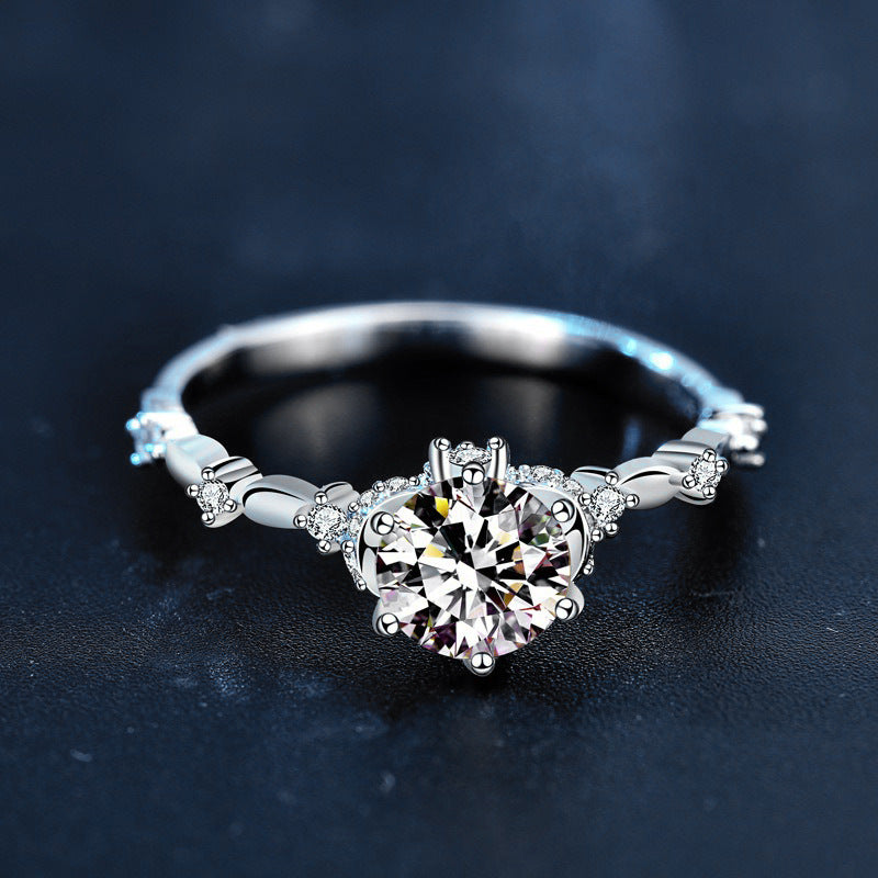 Bridal Bouquet Ring for Women 1 Carat 925 Sterling Silver Setting Moissanite Ring Holder Floral Minimalist Jewelry