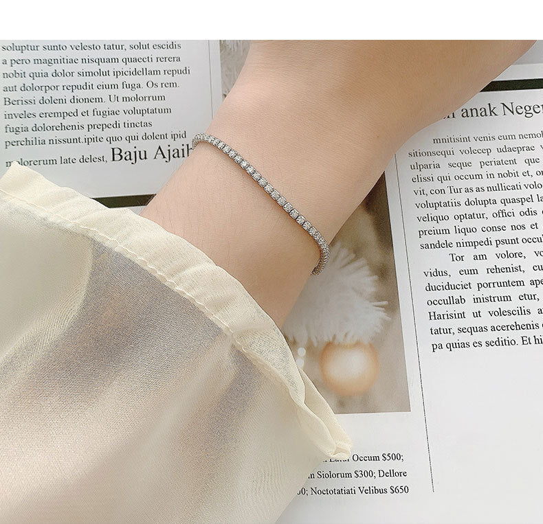 Moissanite jewelry, women's accessories, pure silver luxury jewelry, straight line diamond bracelet