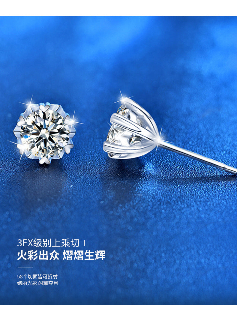 925 Silver Moissanite Snowflake Earrings, Luxurious and Unique Design Earrings, Christmas Accessories