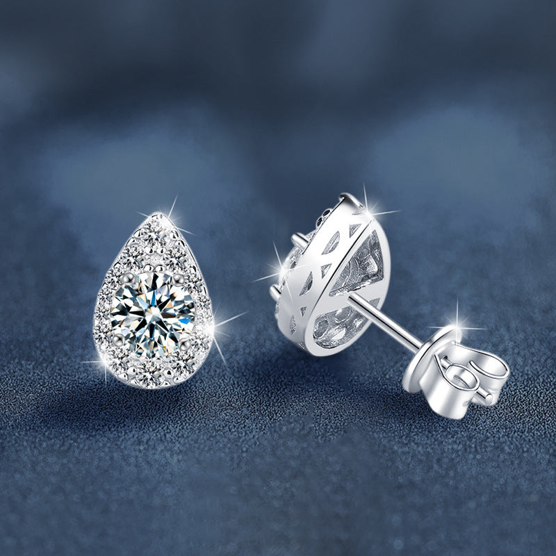 Dropping Earrings 925 Pure Silver High-end Simple Stylish Moissanite Earrings 50 Points D Color Silver Earrings