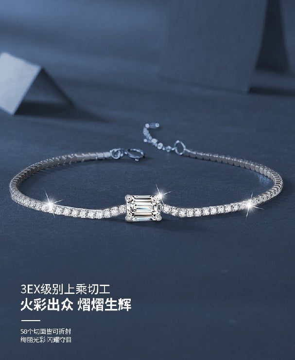 S925 Sterling Silver Moissanite Aurora Bracelet Women's Niche High-End Minimalist Cross-Border Hot-Selling Jewelry Manufacturer Wholesale