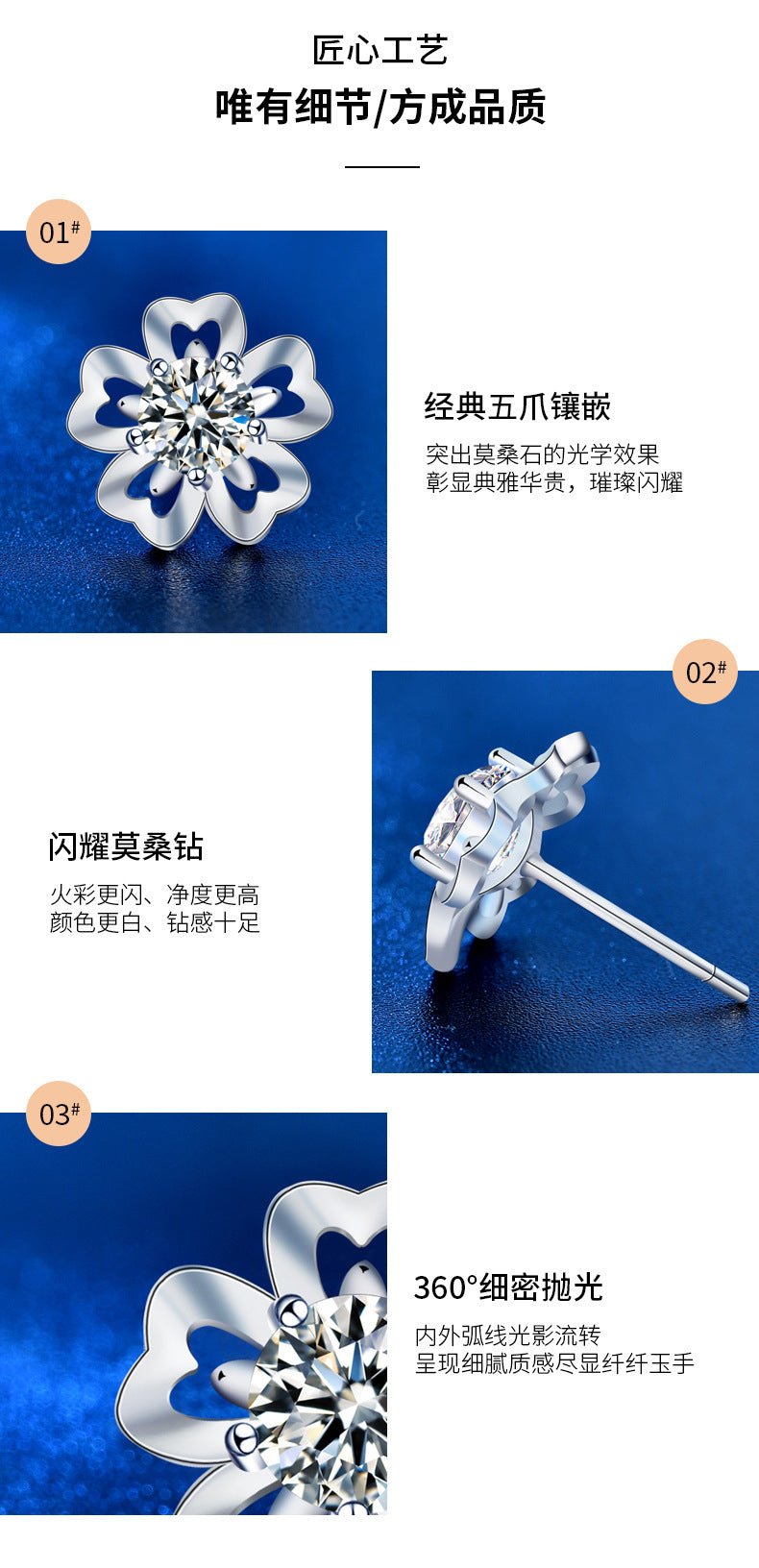 Sakura Stud Earrings for Women, Summer Literary Style, Moissanite Diamond Earrings, New Original 925 Silver Needle Fairy Flower Earrings