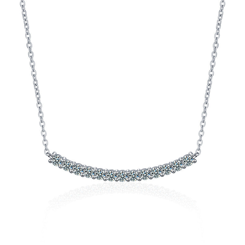 925 Sterling Silver Smile Necklace T Smile Face Necklace High Version Moissanite Pendant Clavicle Chain Jewelry Cross-border Hot Sale