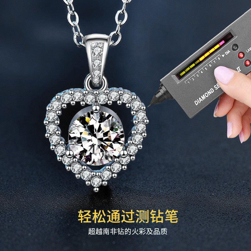 925 Silver Heart Necklace, Versatile and Unique Design, Moissanite Collar Pendant, Ins Gift for Girlfriend, Bridal Jewelry