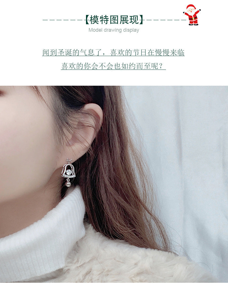 Mossianite Christmas Bell Earrings Stylish Tassel High-end Earrings 925 Pure Silver Cross-border Earrings