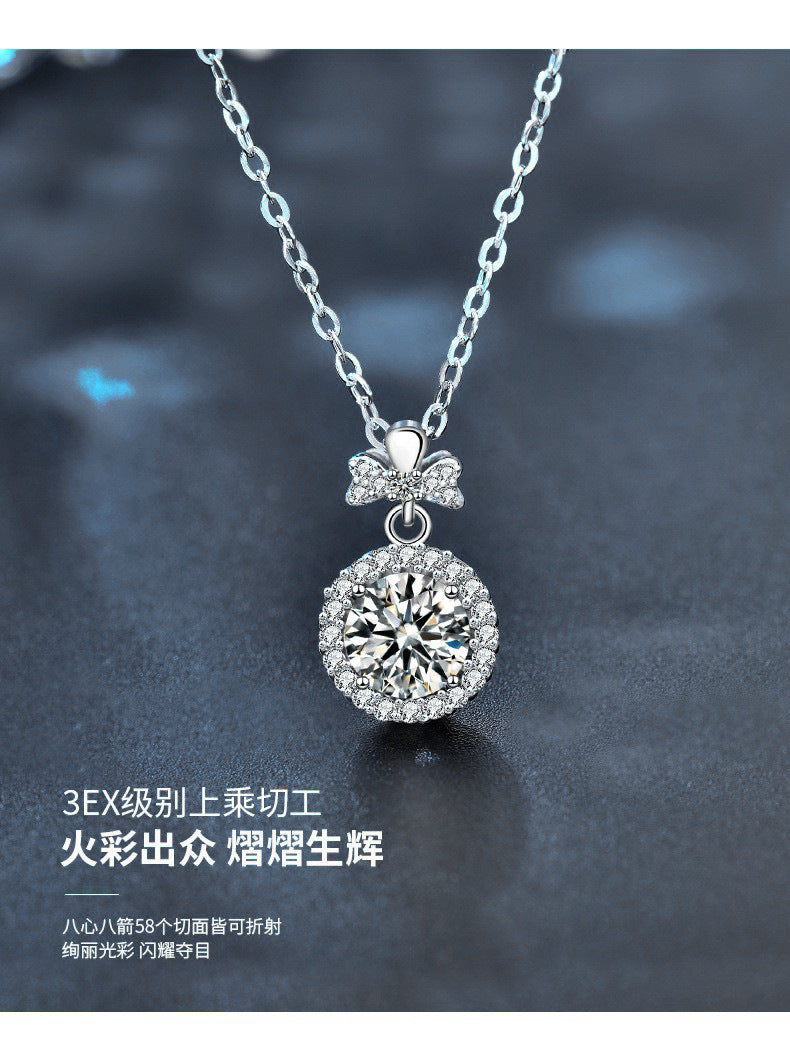 Original Perfume Bottle 925 Sterling Silver Clavicle Necklace Women's Niche Design Moissanite Pendant Autumn Creative Jewelry