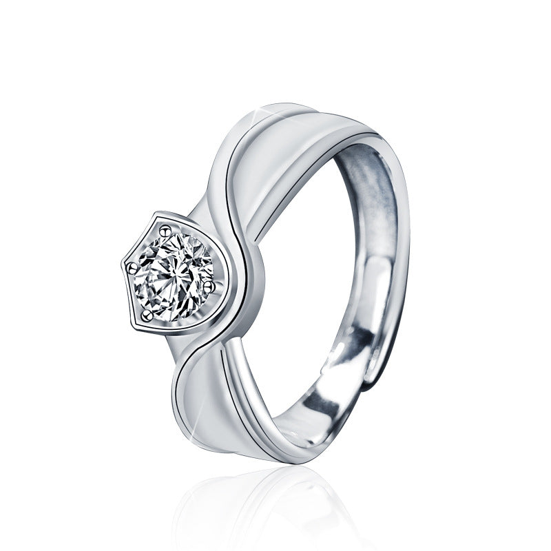 Original Princess and Knight Couple Rings Moissanite S925 Sterling Silver Rings Open Wedding Rings Jewelry Engraving