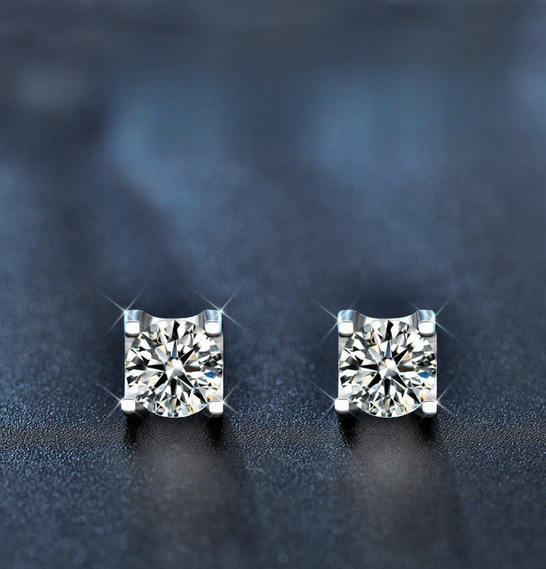 2024 New Stud Earrings 925 Sterling Silver Korean Style Women's Earrings Simple Moissanite Diamond Bull Head Earrings Retro Temperament Jewelry