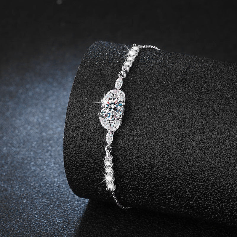 Moissanite bracelet for women, unique and versatile design, 925 pure silver accessory, DIY bracelet