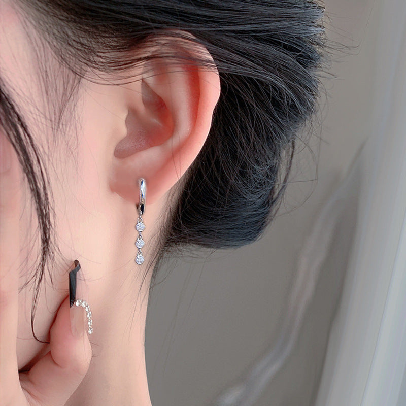 Moissanite Tassel Earrings, High-End 925 Sterling Silver, Minimalist Korean Style, Fresh and Elegant Earrings