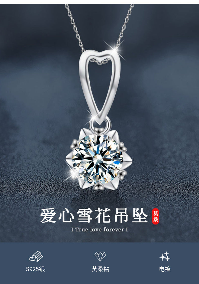 925 Silver Heart Moissanite Necklace, Colorfast, Women's Autumn Winter Luxury High-end Collar Chain, Ins Unique