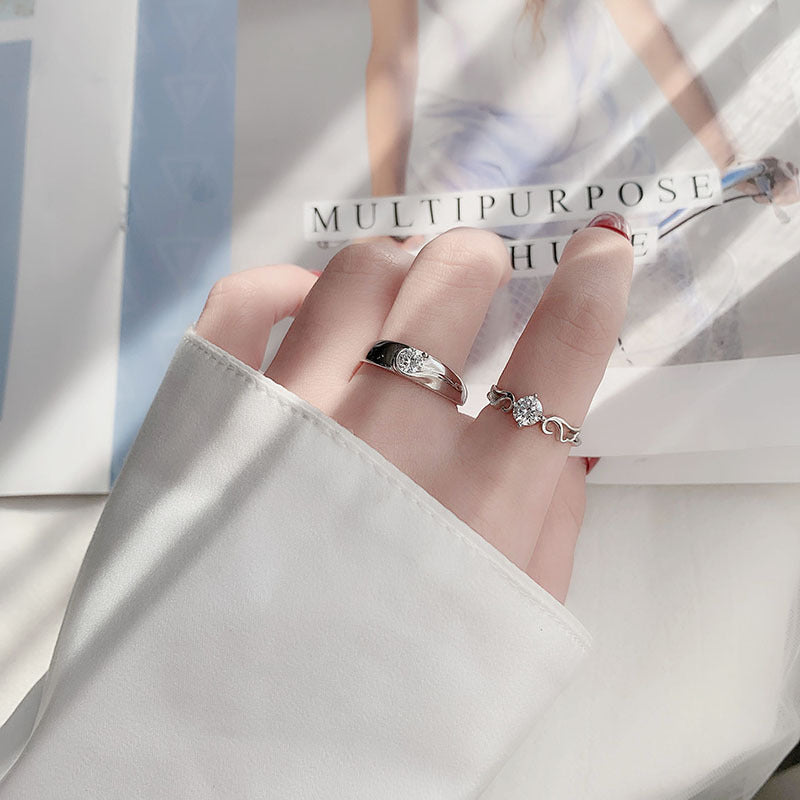 Mossianite 925 silver angel wing couple ring ins simple open ring wedding diamond jewelry ring setting