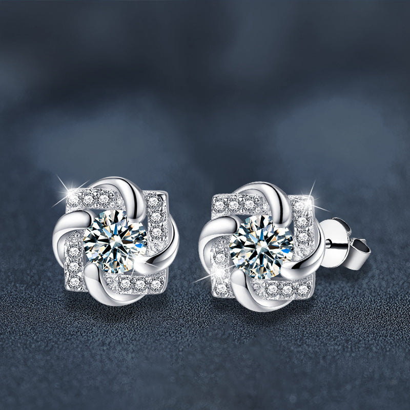 S925 Sterling Silver Moissanite Windmill Earrings, Unique Style, Fashionable High-end Design Earrings, Earrings