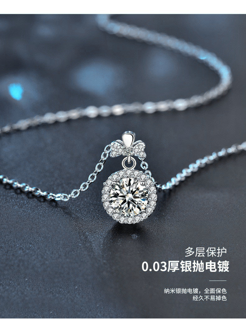 Original Perfume Bottle 925 Sterling Silver Clavicle Necklace Women's Niche Design Moissanite Pendant Autumn Creative Jewelry