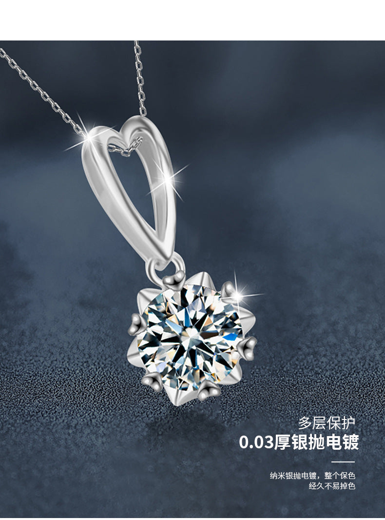 925 Silver Heart Moissanite Necklace, Colorfast, Women's Autumn Winter Luxury High-end Collar Chain, Ins Unique