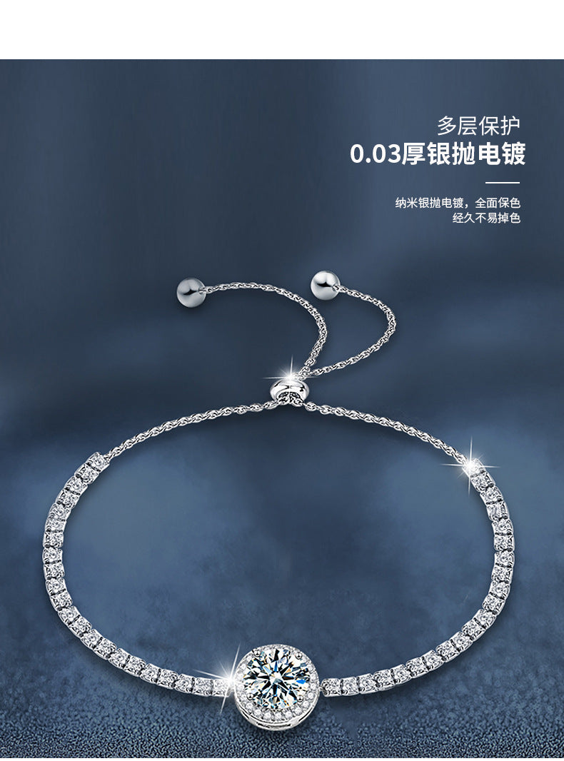 Cross-border 925 Sterling Silver Starry Sky Bracelet for Women, Light Luxury Niche Design Moissanite Jewelry