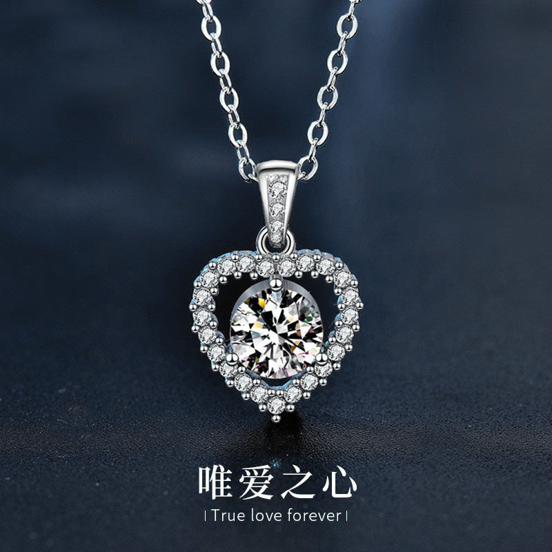925 Silver Heart Necklace, Versatile and Unique Design, Moissanite Collar Pendant, Ins Gift for Girlfriend, Bridal Jewelry