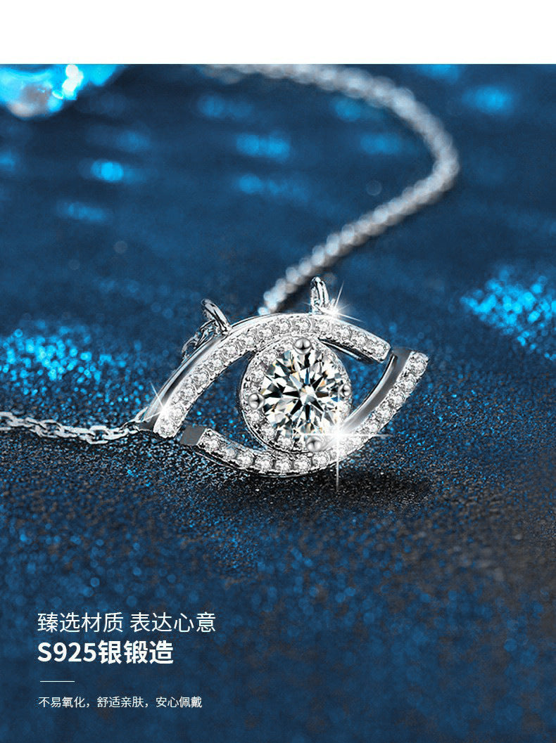 Cross-border necklace 925 pure silver women's moissanite demon eye pendant accessory jewelry high-end collar chain bestseller