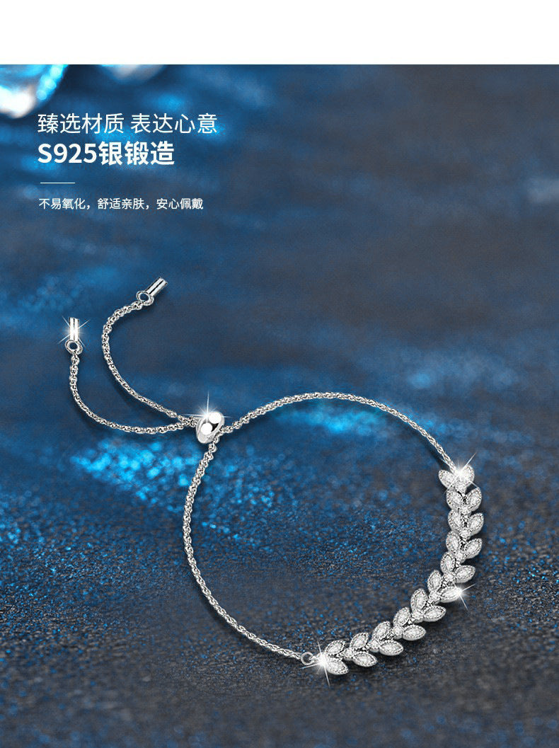 925 Silver Jewelry Wheat Chain Luxury Trendy Moissanite Adjustable Jewelry Bestseller