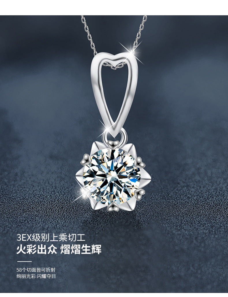 925 Silver Heart Moissanite Necklace, Colorfast, Women's Autumn Winter Luxury High-end Collar Chain, Ins Unique