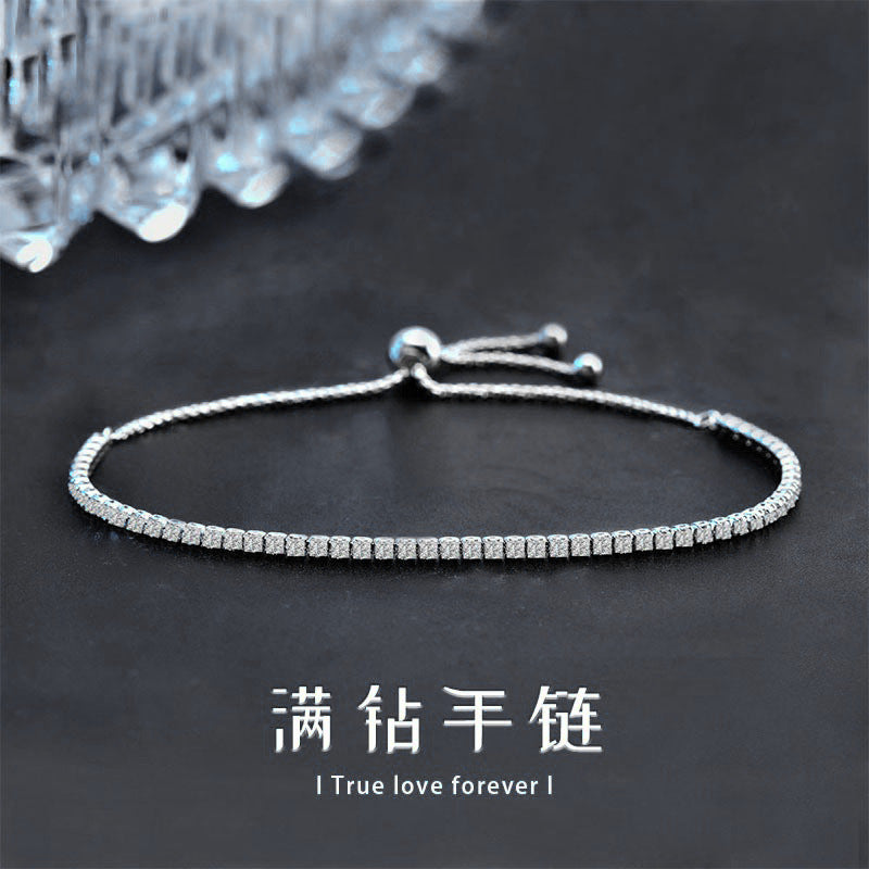 Moissanite jewelry, women's accessories, pure silver luxury jewelry, straight line diamond bracelet