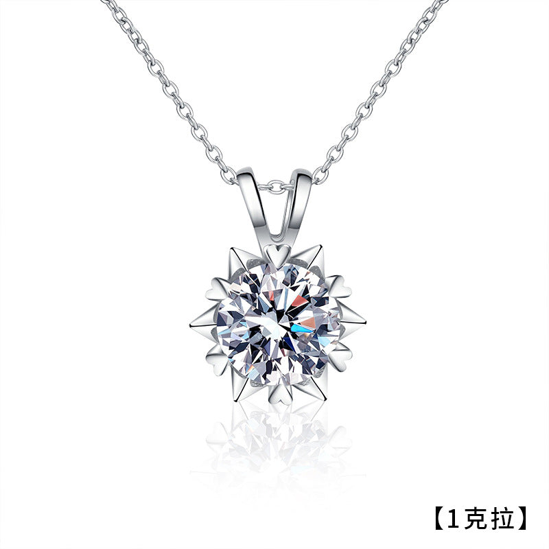 925 Sterling Silver Heart-shaped Hexagram Necklace, Women's Lightweight Luxury Unique Moissanite Snowflake Pendant Accessories, Gift for Girlfriend