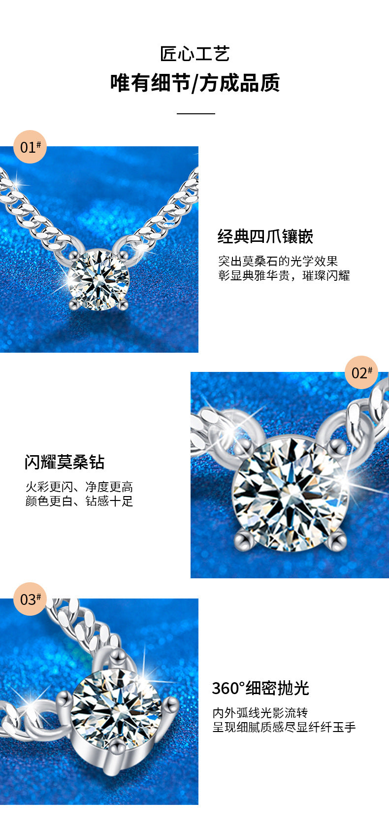 Moissanite Cuban Chain Necklace Men's Chain 925 Silver Jewelry Clavicle Chain Non-Fading Pendant