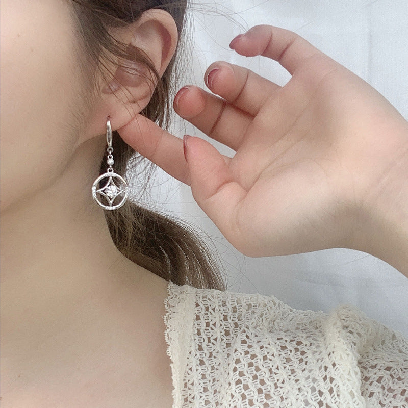 925 Silver Chinese Retro Earrings Copper Coin Tassel Earrings New Moissanite Stud Earrings Simple and Versatile Accessories