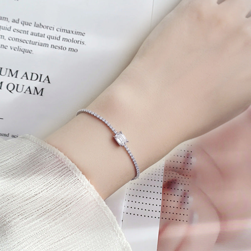 S925 Sterling Silver Moissanite Aurora Bracelet Women's Niche High-End Minimalist Cross-Border Hot-Selling Jewelry Manufacturer Wholesale