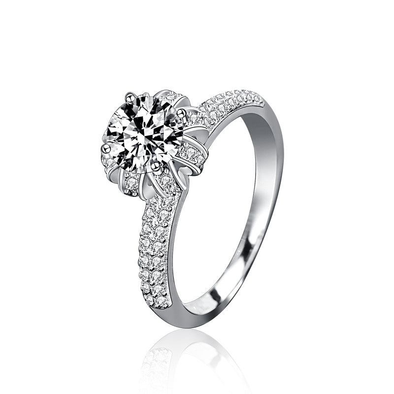 Crowned with love 925 silver moissanite engagement wedding ring single ring for women