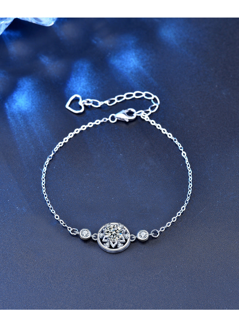 Original Jewelry 925 Sterling Silver Pave Dreamcatcher Bracelet Fashion Round Moissanite Jewelry Student Bestie Gift