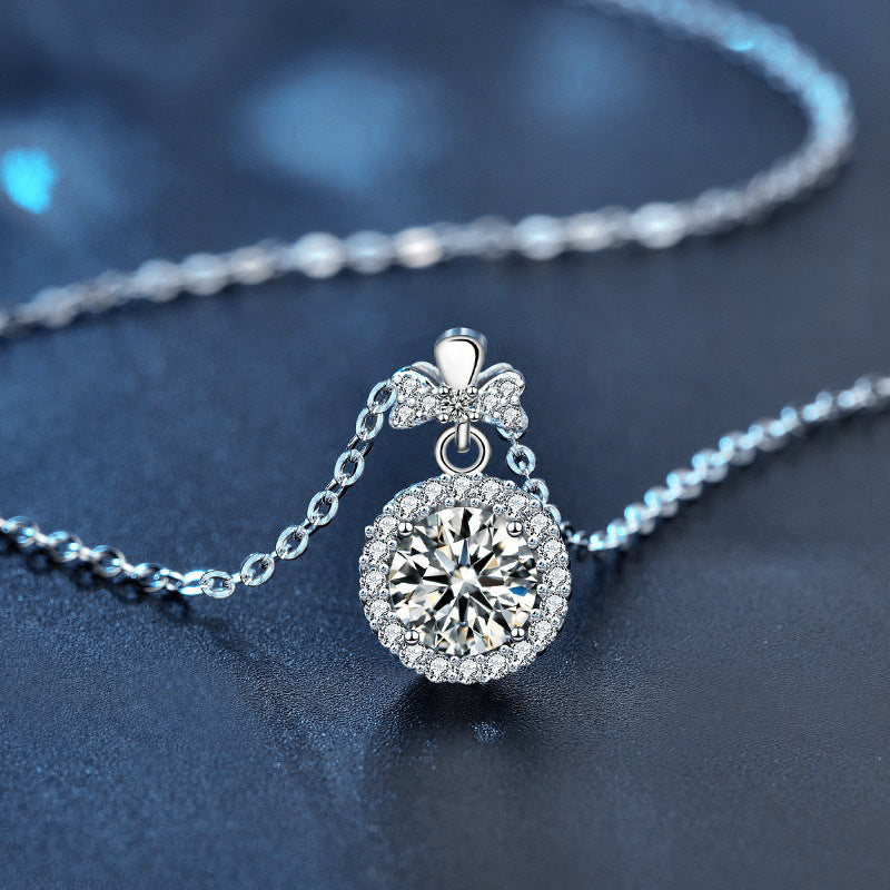 Original Perfume Bottle 925 Sterling Silver Clavicle Necklace Women's Niche Design Moissanite Pendant Autumn Creative Jewelry