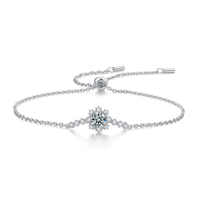 Cross-border jewelry 925 pure silver bracelet for girls, elegant style, ins best friend style moissanite bracelet