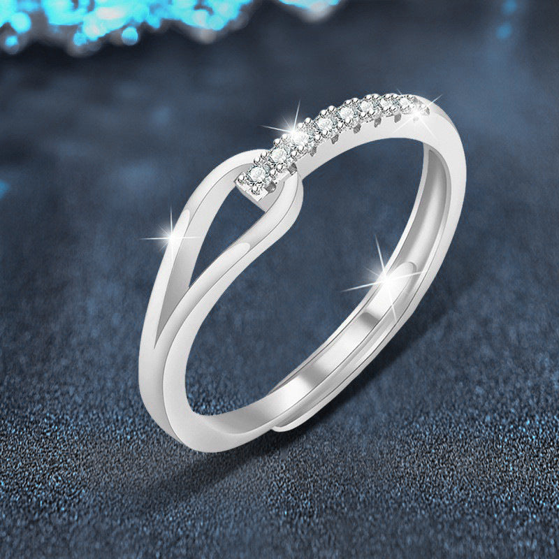 Mossianite 925 Silver Hollow Ring, Color-Lasting, Unique Design, Cold Style, Open Ring, Cross-border Jewelry