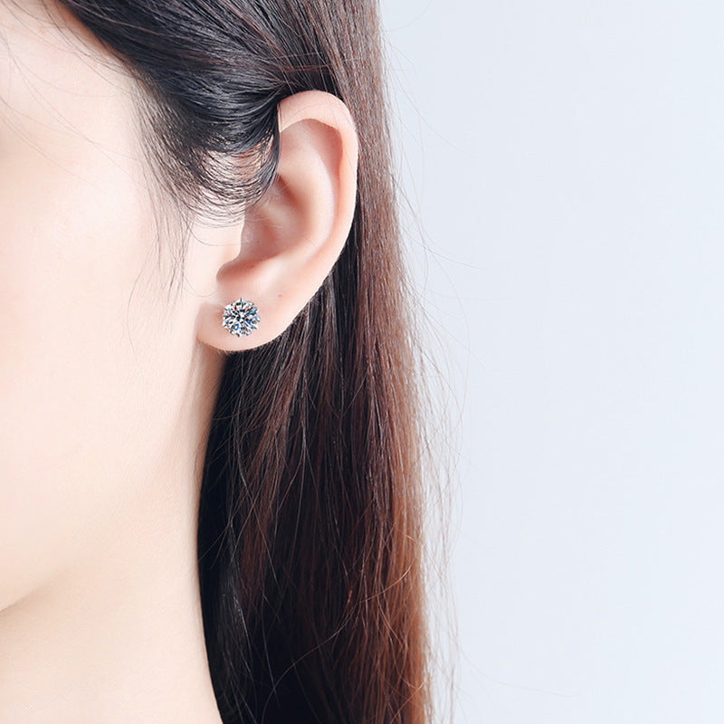 925 Silver Moissanite Snowflake Earrings, Luxurious and Unique Design Earrings, Christmas Accessories