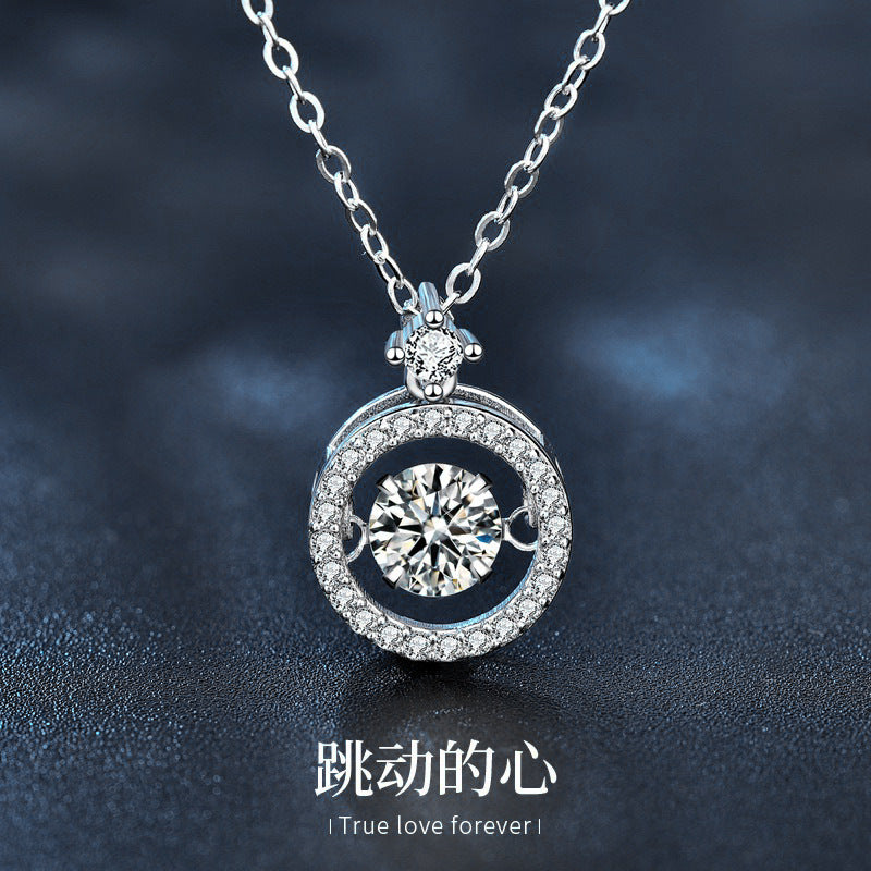 Moosan 925 Sterling Silver Necklace, Girls' Summer Basic Unique and Lively Heart Pendant Jewelry