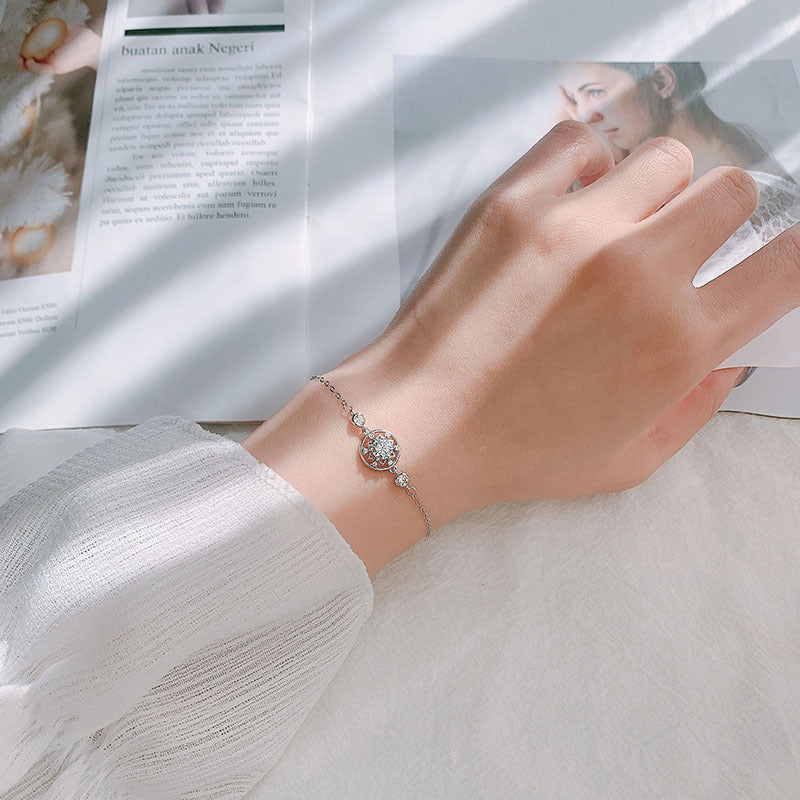 Original Jewelry 925 Sterling Silver Pave Dreamcatcher Bracelet Fashion Round Moissanite Jewelry Student Bestie Gift