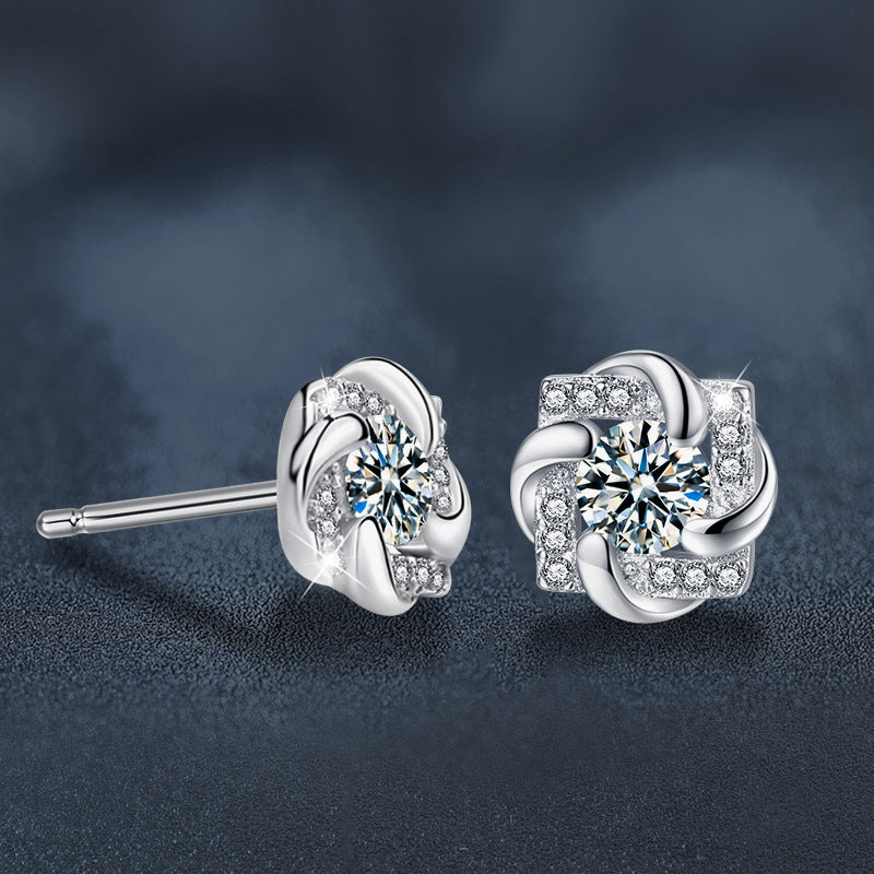 S925 Sterling Silver Moissanite Windmill Earrings, Unique Style, Fashionable High-end Design Earrings, Earrings