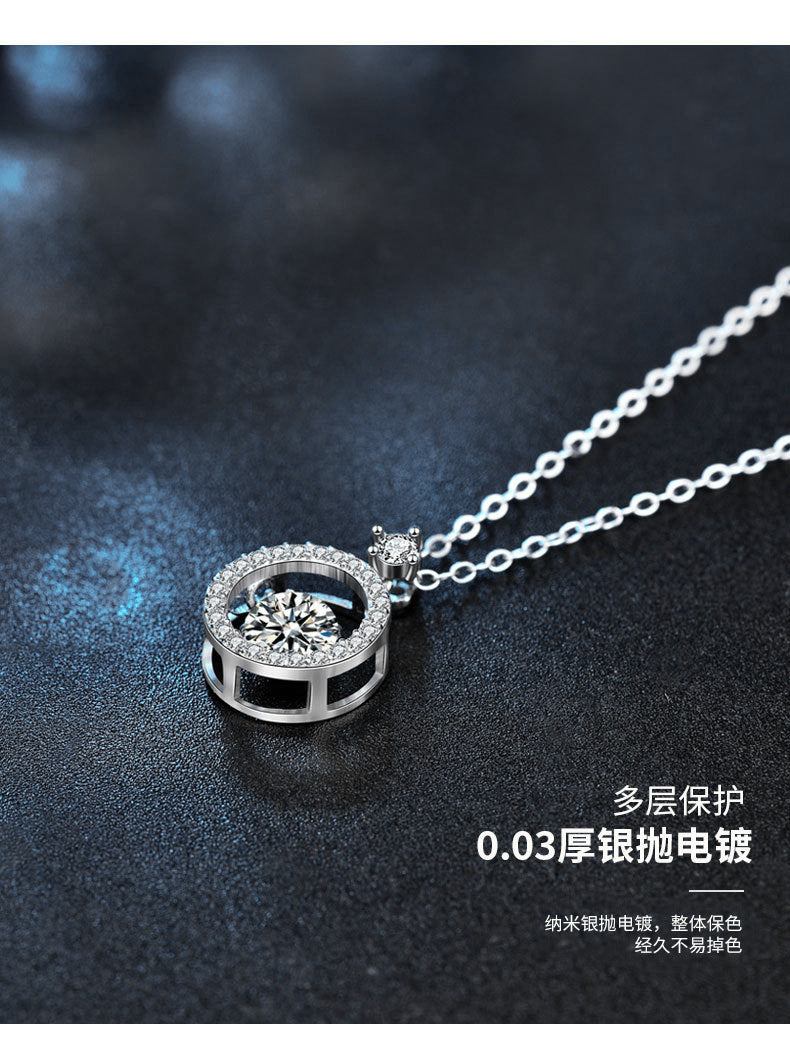 Moosan 925 Sterling Silver Necklace, Girls' Summer Basic Unique and Lively Heart Pendant Jewelry