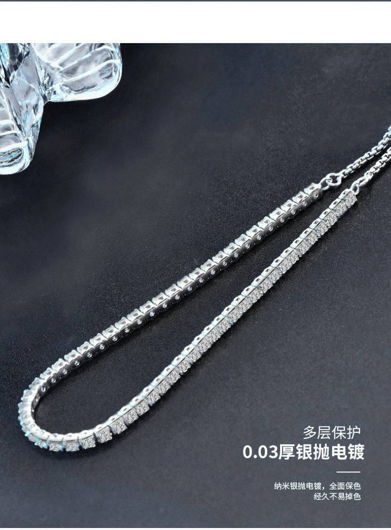 Moissanite jewelry, women's accessories, pure silver luxury jewelry, straight line diamond bracelet