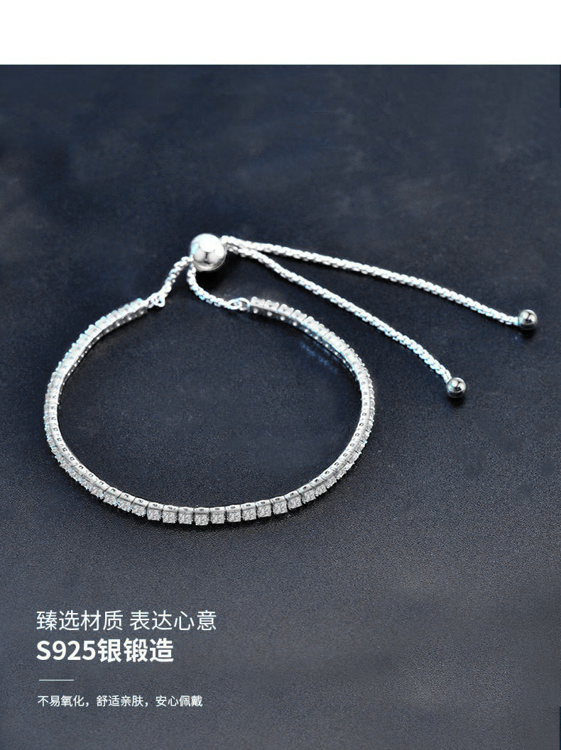 Moissanite jewelry, women's accessories, pure silver luxury jewelry, straight line diamond bracelet