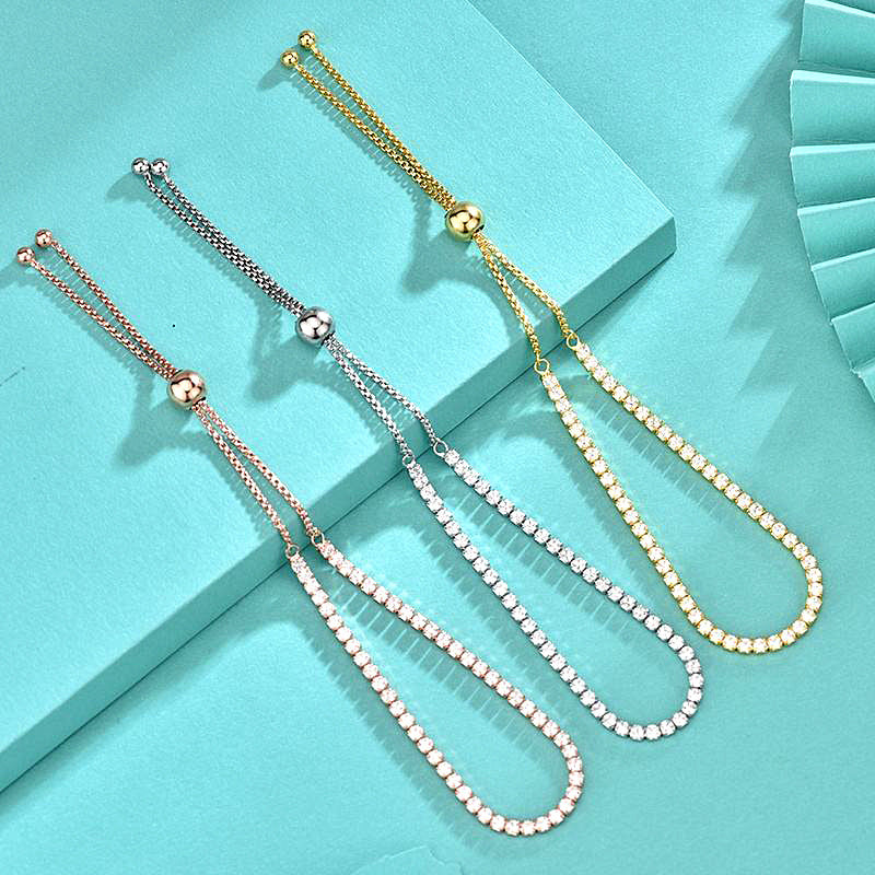 925 Silver Zircon Full Diamond Bracelet Adjustable Push-Pull Hand Jewelry Versatile Popular Bracelet Handmade Jewelry Wholesale