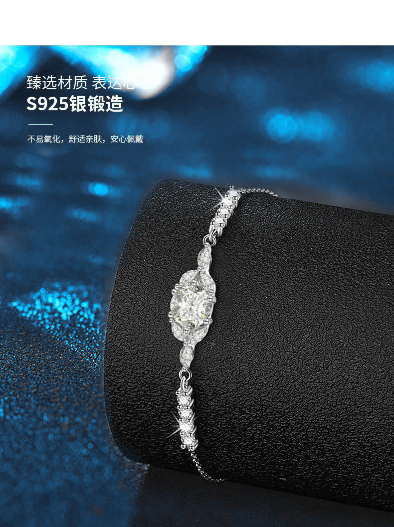 Moissanite bracelet for women, unique and versatile design, 925 pure silver accessory, DIY bracelet