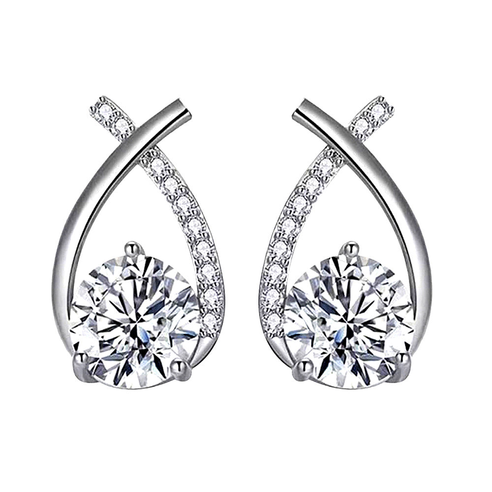 Moissanite 925 Sterling Silver Earrings Wholesale for Girls, Trendy Fish Tail Cross Earrings, Versatile Earrings with Certificate